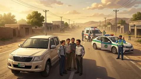 Animated editorial illustration for: Death Toll in DI Khan Attacks Rises to Five Officials