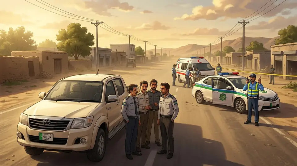 Animated editorial illustration for: Death Toll in DI Khan Attacks Rises to Five Officials