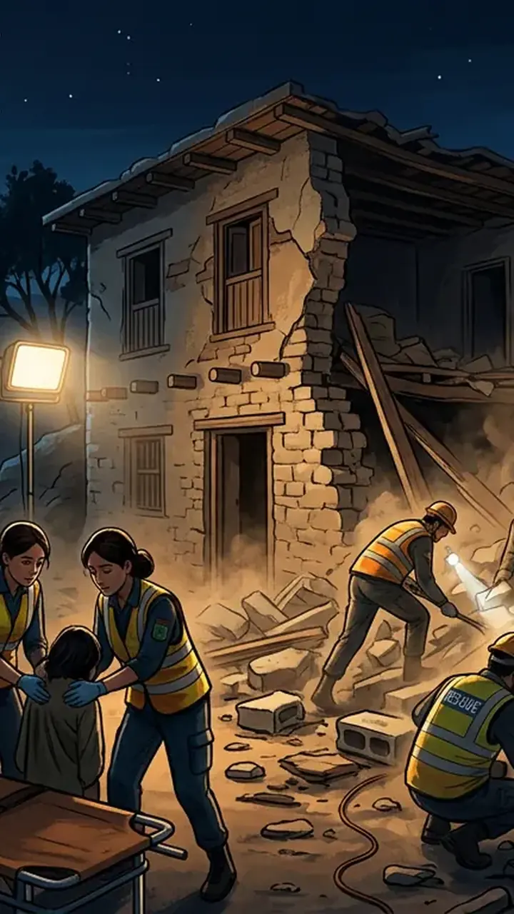 Animated editorial illustration for: Four Dead, Five Injured in Karak Gas Explosion
