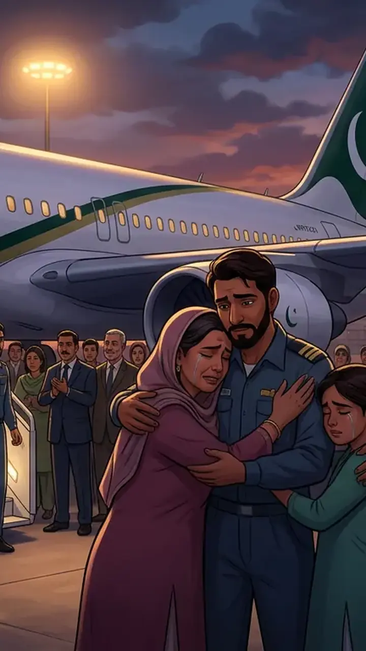 Animated editorial illustration for: Rescued Pakistani Crew from Somali Vessel to Arrive in Karachi Sunday