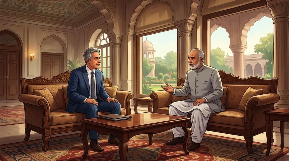 Animated editorial illustration for: Gohar Ejaz Meets Punjab Governor to Discuss Economy, Social Welfare