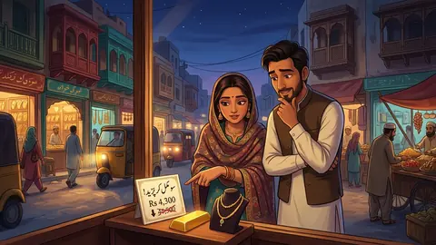 اس خبر کے لیے متحرک اداریاتی خاکہ: پاکستان میں سونے کی قیمت میں 4300 روپے فی تولہ کی بڑی کمی