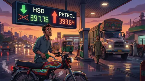 Animated editorial illustration for: Government Raises Petrol Price by Re 0.88, Cuts Diesel by Rs 1.88