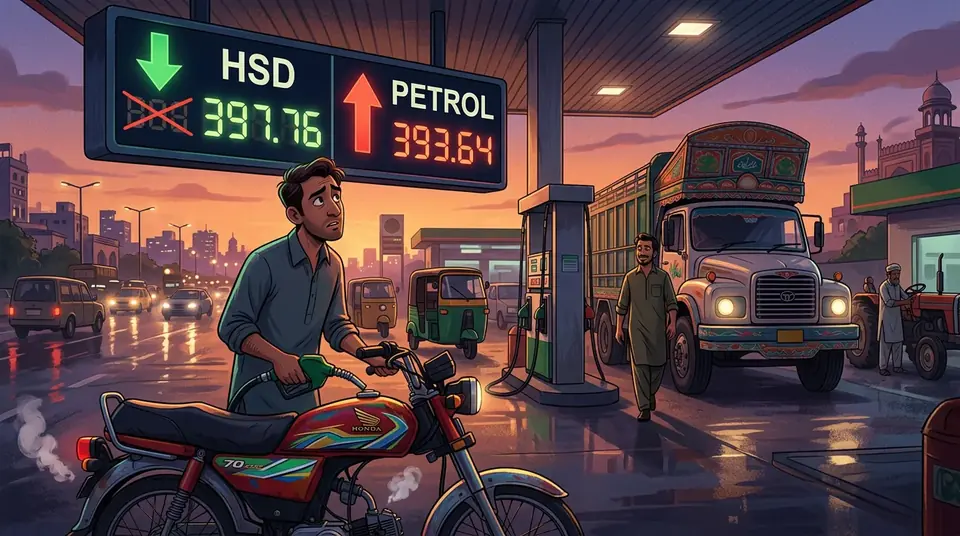 Animated editorial illustration for: Government Raises Petrol Price by Re 0.88, Cuts Diesel by Rs 1.88