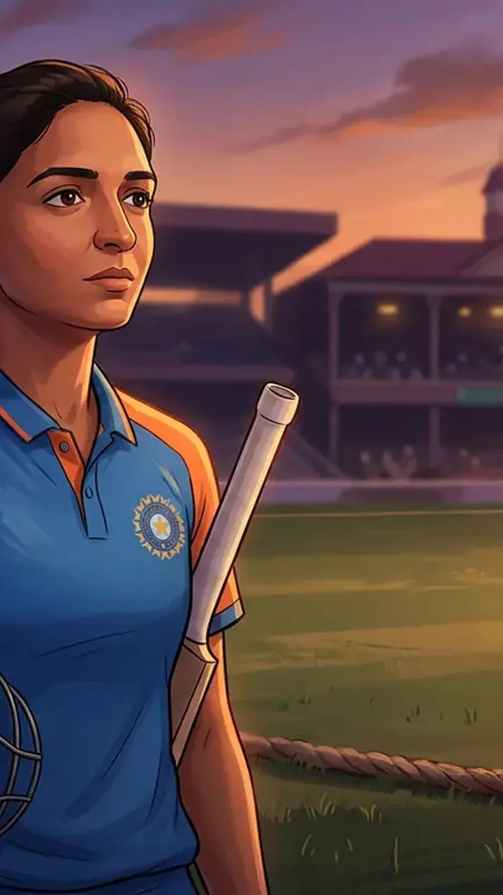 Animated editorial illustration for: Harmanpreet Kaur steps down as India women’s cricket team captain