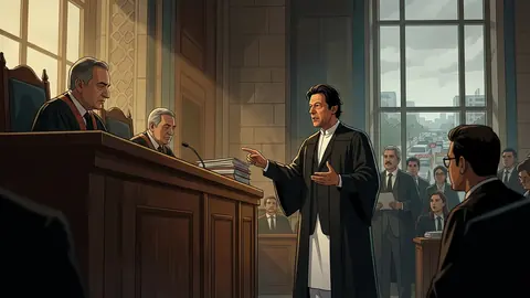 Animated editorial illustration for: IHC indefinitely adjourns hearing in 190 million pound case