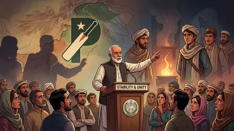 Animated editorial illustration for: Ikhtiyar Wali Khan: KP Govt Focused on Long March, Not Terrorism