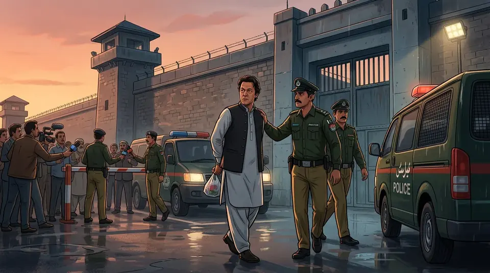 Animated editorial illustration for: Imran Khan’s cousin Qasim Zaman detained for 30 days under MPO