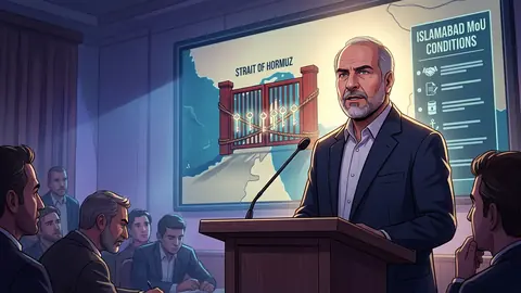 Animated editorial illustration for: Iran to Pursue ‘War and Diplomacy’ Simultaneously, Hormuz Remains Closed