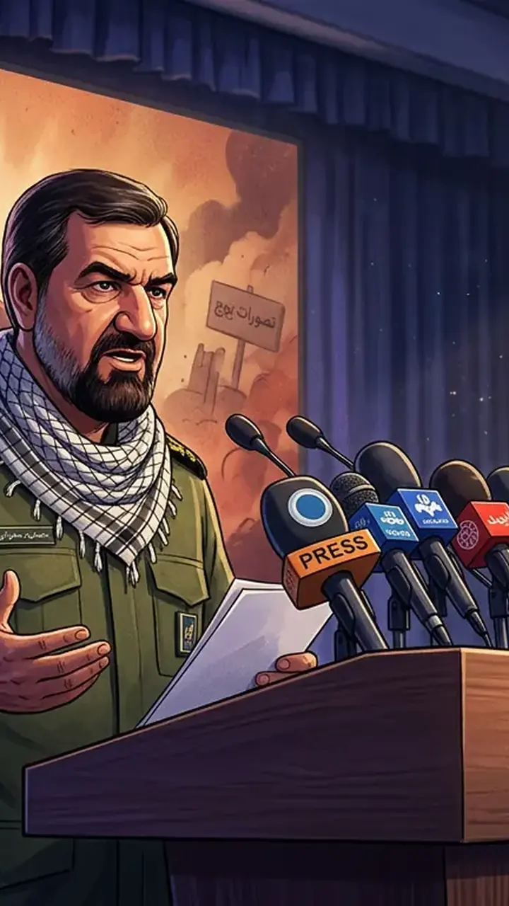 Animated editorial illustration for: Iranian security chief calls Trump ‘worst president in US history’