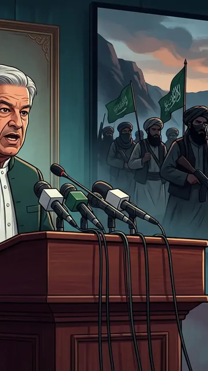 Animated editorial illustration for: Khawaja Asif Poses Eight Questions to PTI on Counterterrorism Policy