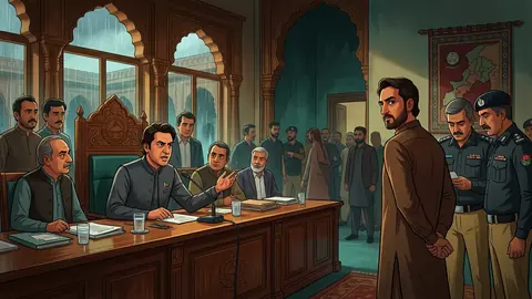 Animated editorial illustration for: KP CM Afridi Slams Governor Kundi’s Meeting as Unconstitutional Attack on Democracy