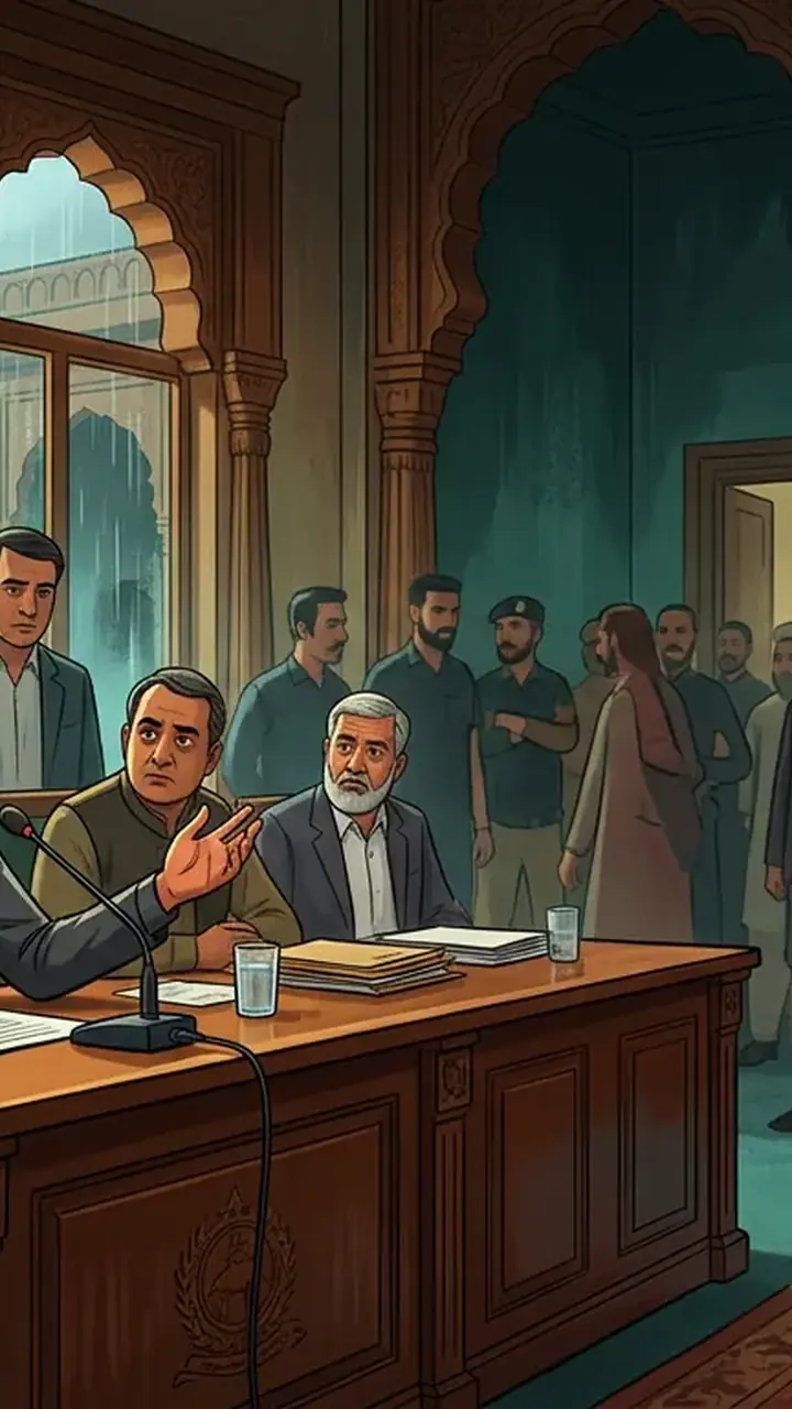 Animated editorial illustration for: KP CM Afridi Slams Governor Kundi’s Meeting as Unconstitutional Attack on Democracy