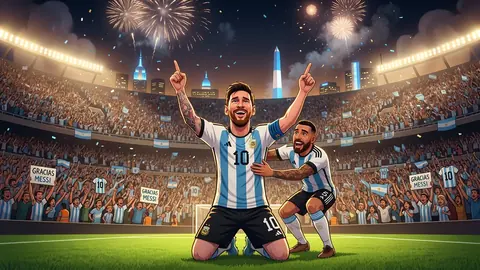 Animated editorial illustration for: Messi Calls Retirement ‘Saddest Day of My Career’ After Farewell Match