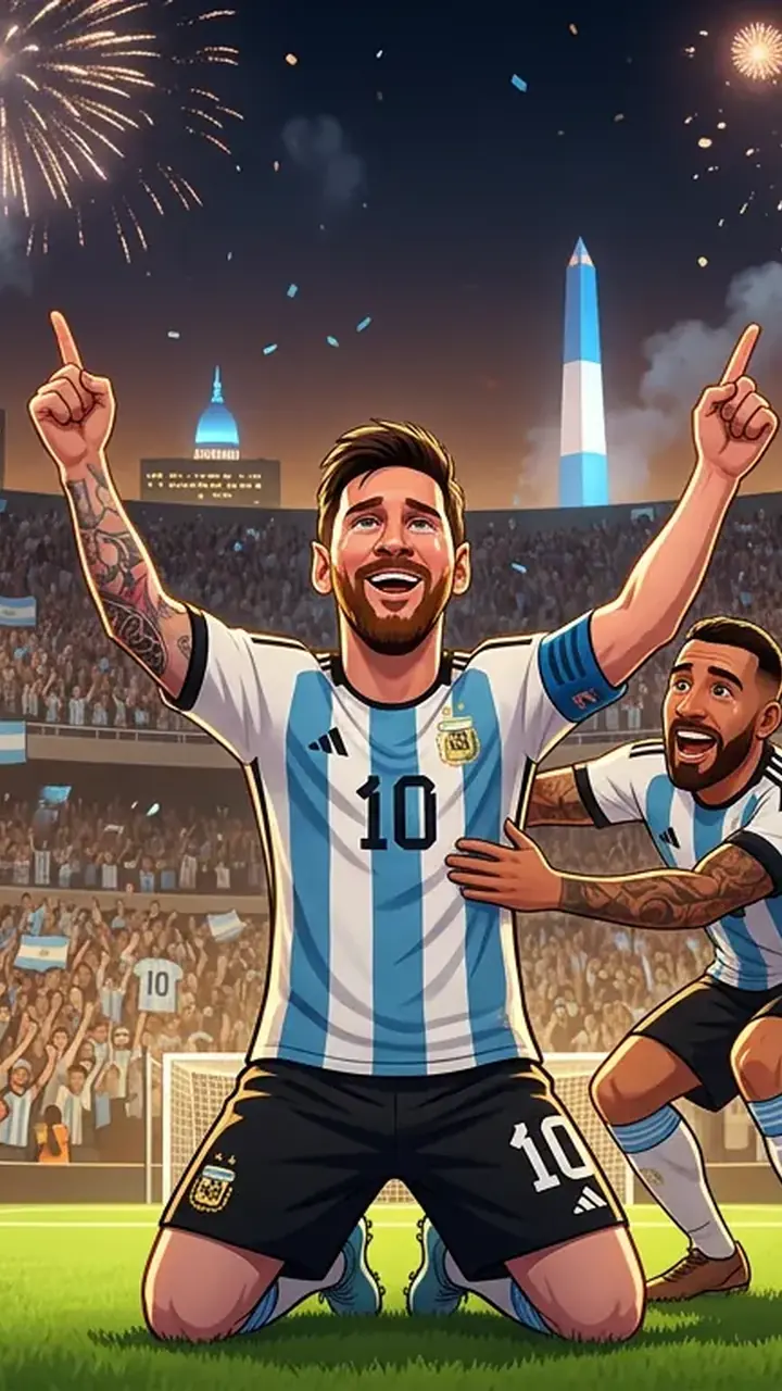 Animated editorial illustration for: Messi Calls Retirement ‘Saddest Day of My Career’ After Farewell Match