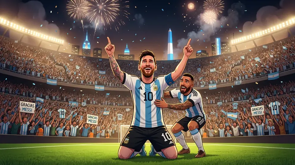 Animated editorial illustration for: Messi Calls Retirement ‘Saddest Day of My Career’ After Farewell Match