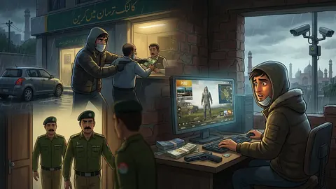اس خبر کے لیے متحرک اداریاتی خاکہ: لاہور میں مبینہ طور پر پب جی سے متاثر ہو کر بینک ڈکیتی کرنے والا شخص گرفتار