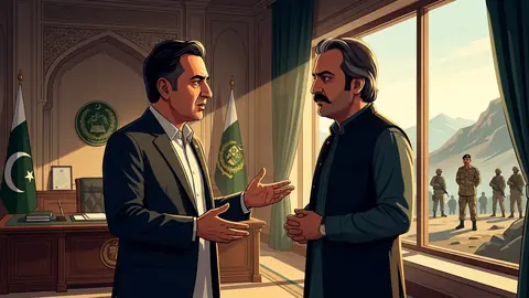 Animated editorial illustration for: Minister Ali Parvez Malik Urges KP CM to Support National Security Efforts