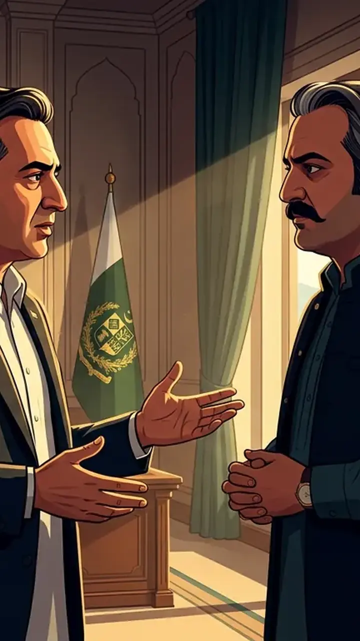 Animated editorial illustration for: Minister Ali Parvez Malik Urges KP CM to Support National Security Efforts