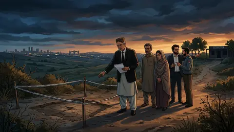 Animated editorial illustration for: Mir Raza Case: Police Claim Suspicious Car Occupants Were Settling Dispute