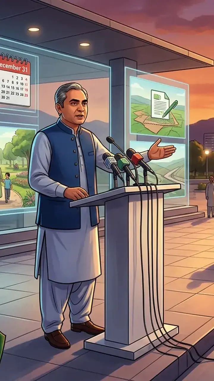 Animated editorial illustration for: Mohsin Naqvi Criticises ‘Absent’ Official Amid PTI Long March
