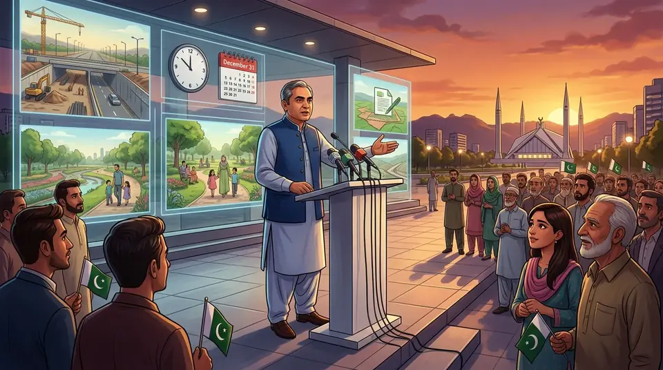 Animated editorial illustration for: Mohsin Naqvi Criticises ‘Absent’ Official Amid PTI Long March