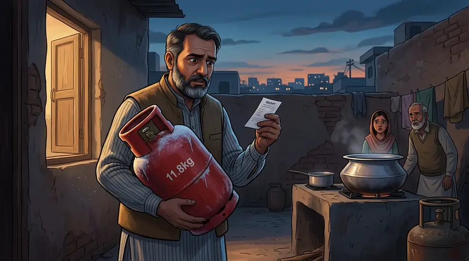 Animated editorial illustration for: OGRA Hikes LPG Price by Rs 20.68 Per Kilogram for October