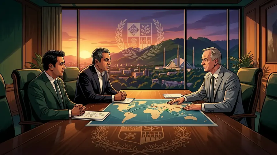 Animated editorial illustration for: Pakistan and Poland agree to boost security and counter-terrorism cooperation