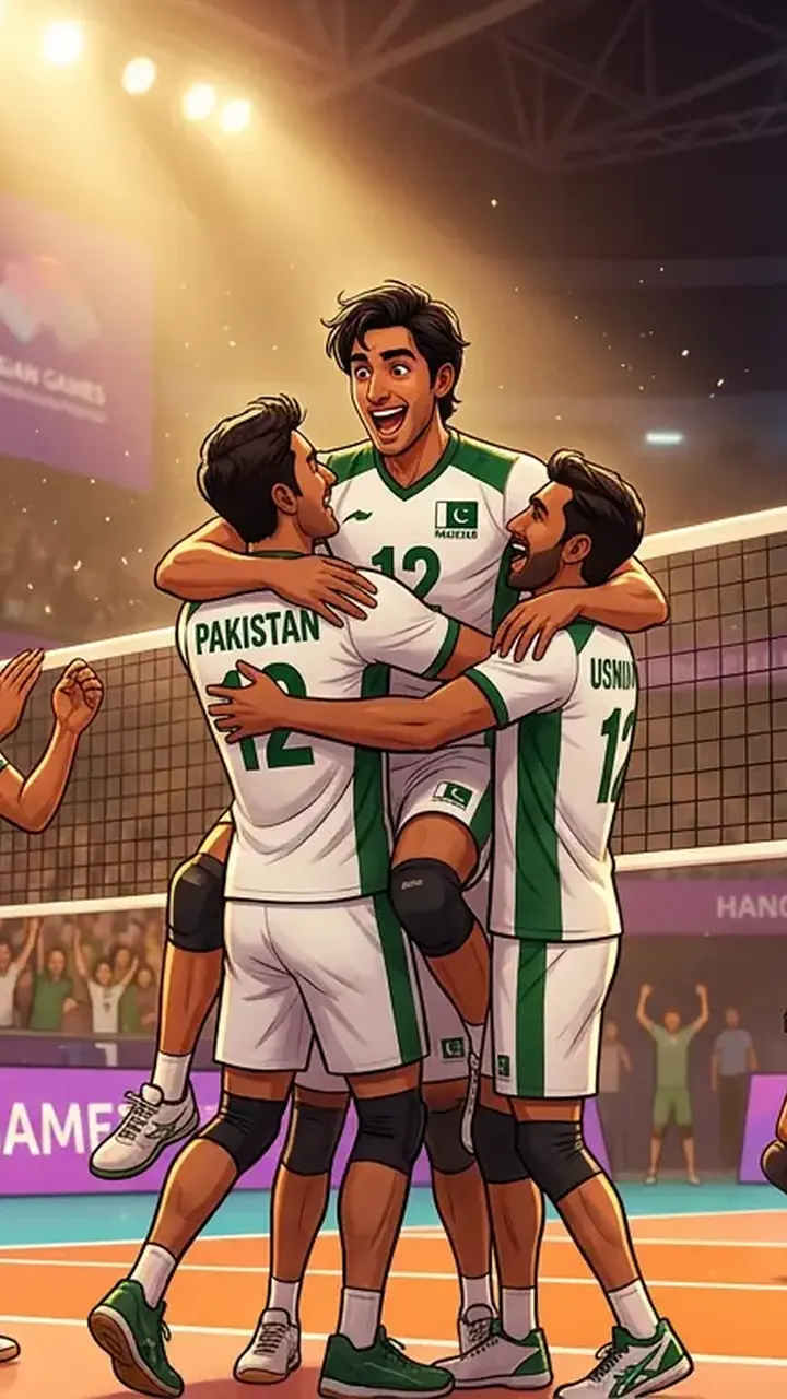 اس خبر کے لیے متحرک اداریاتی خاکہ: ایشین گیمز: پاکستان نے بھارت کو 3-0 سے شکست دے کر والی بال سیمی فائنل میں جگہ بنالی