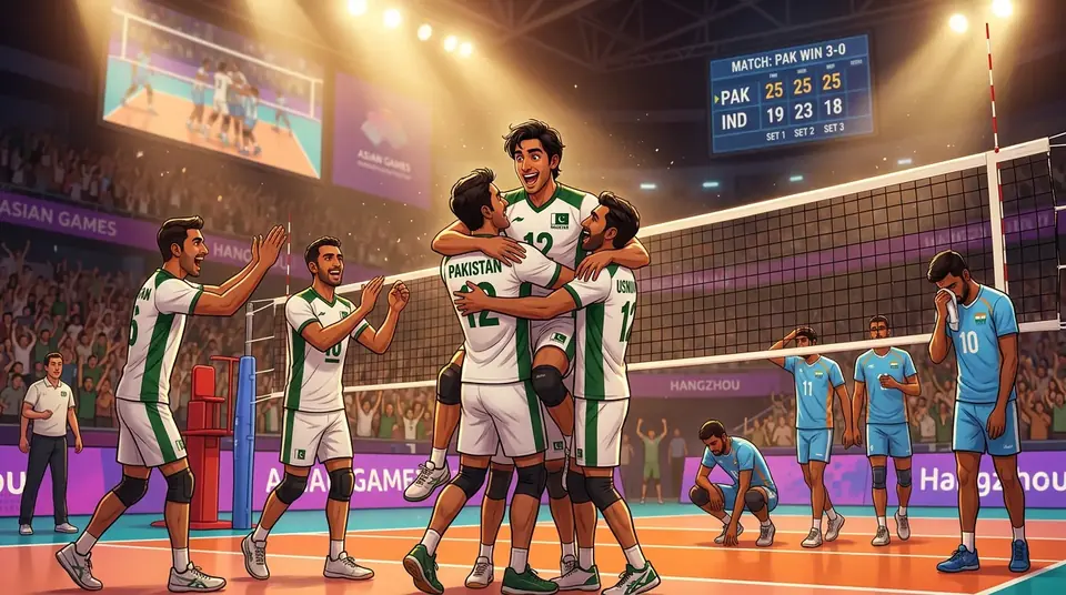 اس خبر کے لیے متحرک اداریاتی خاکہ: ایشین گیمز والی بال: پاکستان نے بھارت کو 3-0 سے شکست دے کر سیمی فائنل میں جگہ بنالی