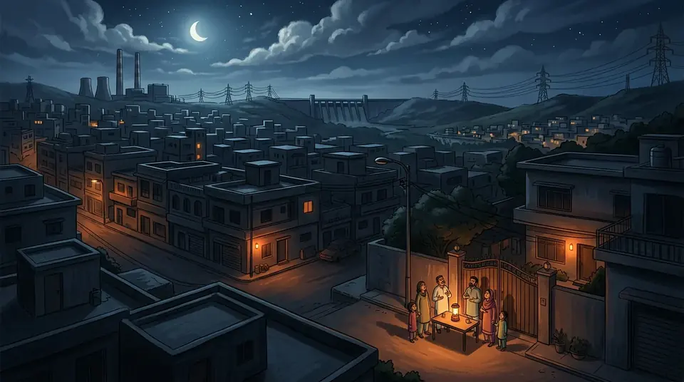 Animated editorial illustration for: Pakistan faces hours-long loadshedding as power shortfall exceeds 4,000MW