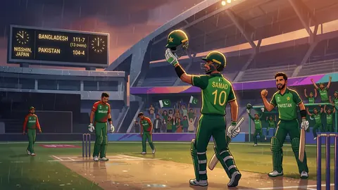Animated editorial illustration for: Pakistan to Face India in Asian Games Cricket Final on Saturday