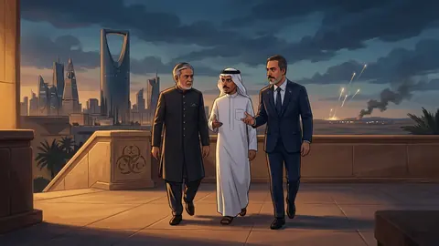 Animated editorial illustration for: Türkiye Sending Defensive, Technical Support to Saudi Arabia Against Houthis