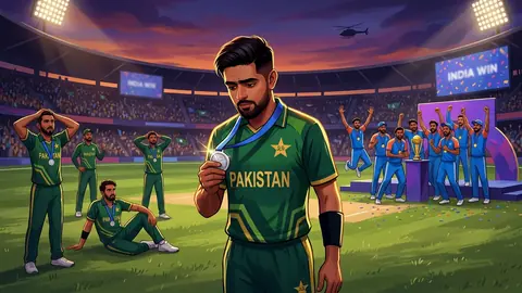 Animated editorial illustration for: Pakistan Secures Silver as Post-Mortem Begins on Asian Games Final Loss