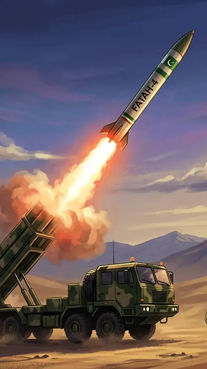 Animated editorial illustration for: Pakistan Successfully Tests Extended Range Fatah-4 Cruise Missile