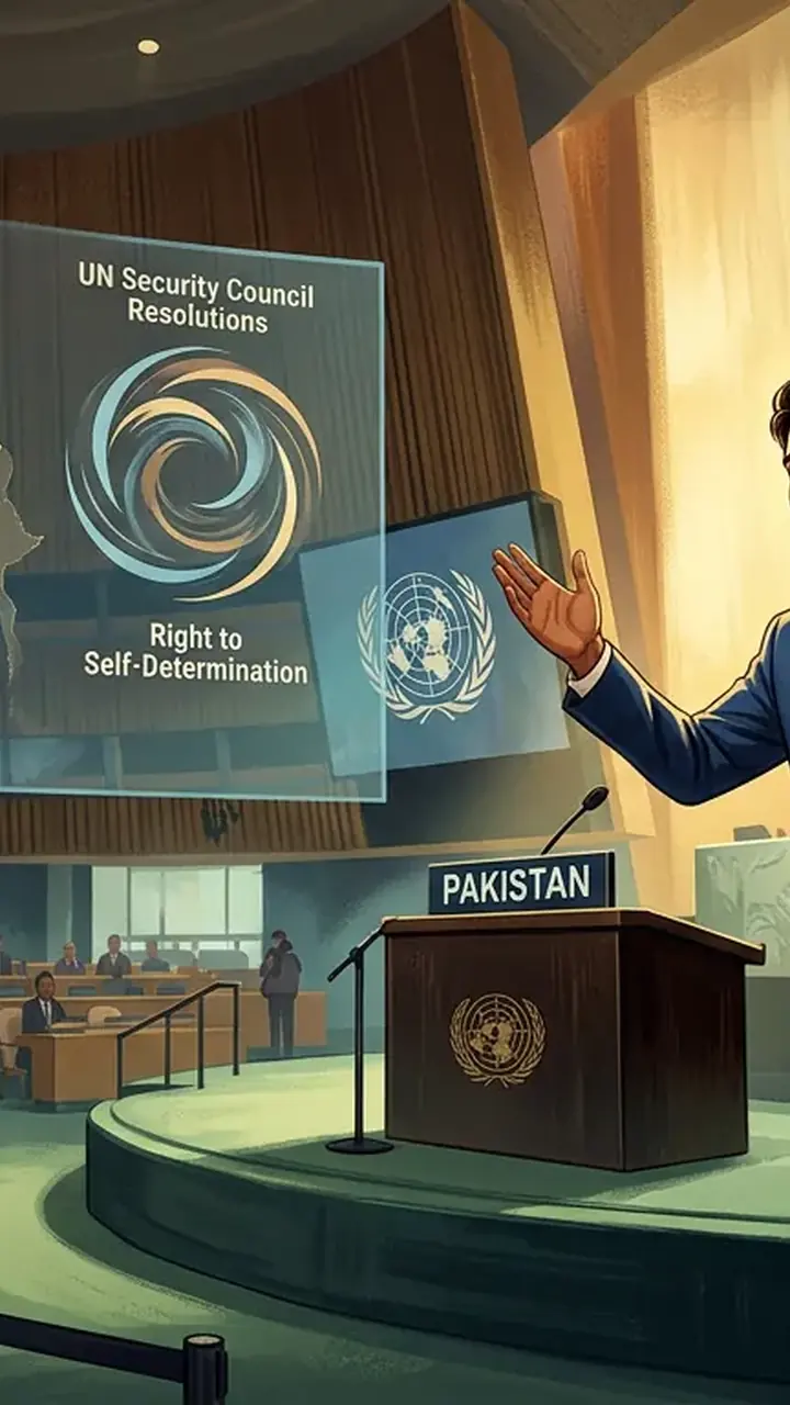 اس خبر کے لیے متحرک اداریاتی خاکہ: پاکستان نے اقوام متحدہ میں کشمیر کے حق خودارادیت کو فلسطین سے جوڑ دیا