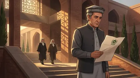 Animated editorial illustration for: Peshawar High Court dismisses CM Sohail Afridi’s plea against ECP notice