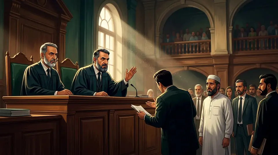 Animated editorial illustration for: Peshawar High Court Issues Final Warning in Sohail Afridi Case