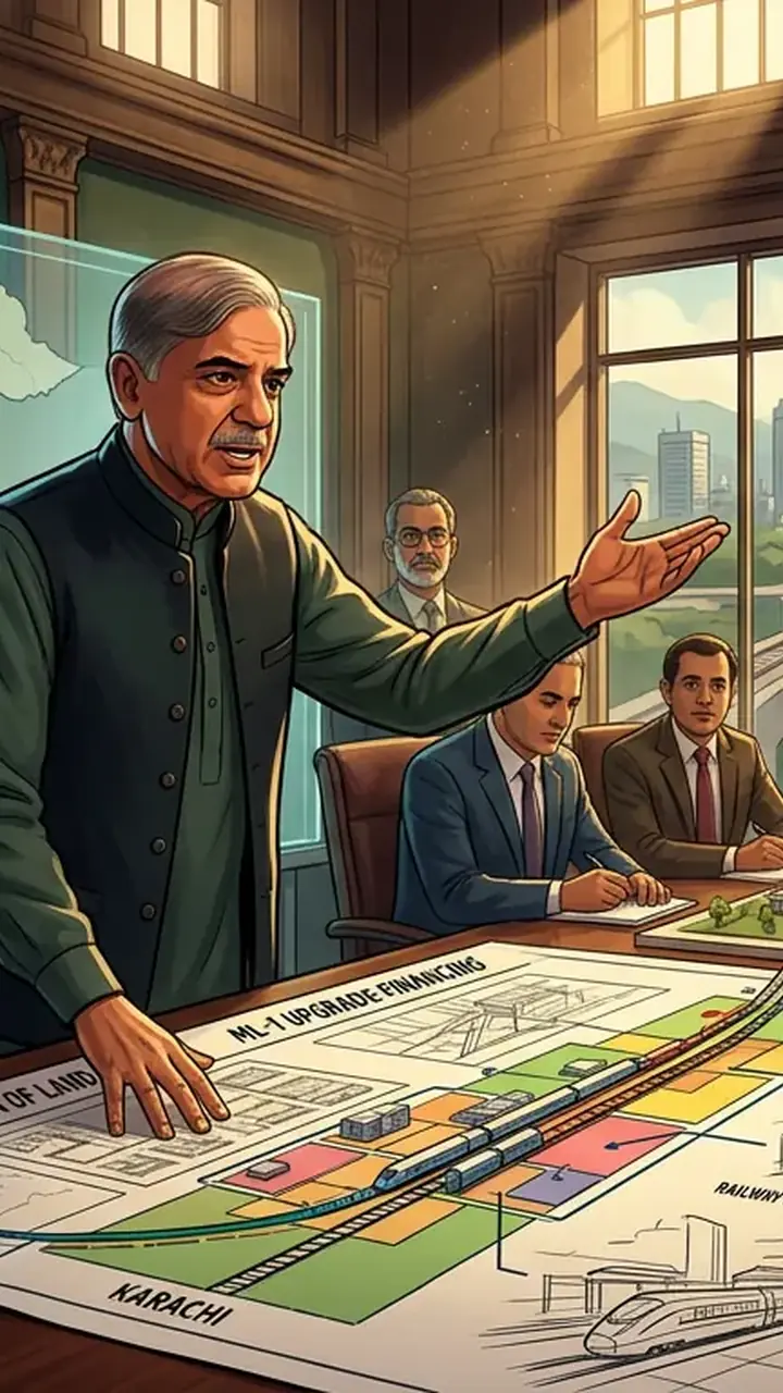 Animated editorial illustration for: PM directs acceleration of ML-1 upgrade, use of railway land for financing
