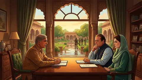 Animated editorial illustration for: PM Briefs Nawaz Sharif on PTI March, Deadlock in Talks Reported