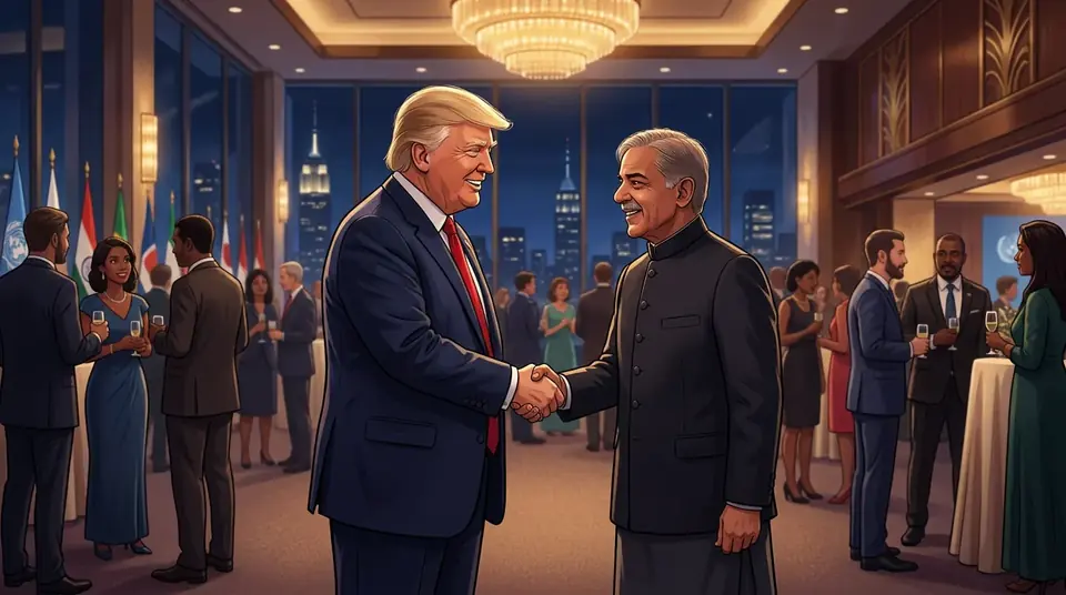 اس خبر کے لیے متحرک اداریاتی خاکہ: وزیراعظم شہباز شریف کی امریکی صدر ٹرمپ سے یو این جی اے استقبالیہ میں ملاقات