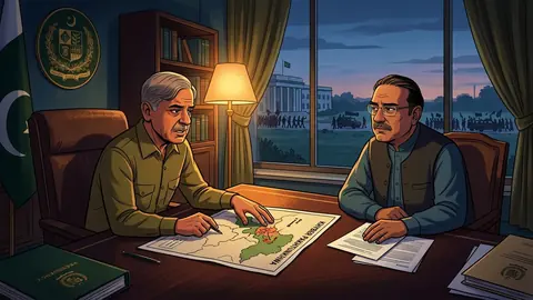 Animated editorial illustration for: PM Shehbaz, President Zardari Agree to Continue Consultations on KP Situation