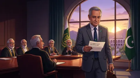 Animated editorial illustration for: PPP’s Farooq Naek Resigns from Judicial Commission of Pakistan