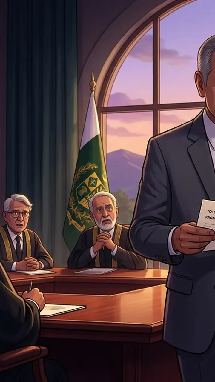 Animated editorial illustration for: PPP’s Farooq Naek Resigns from Judicial Commission of Pakistan