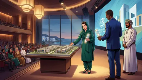 Animated editorial illustration for: Punjab CM Maryam Nawaz invited to Oman for UN-Habitat Award