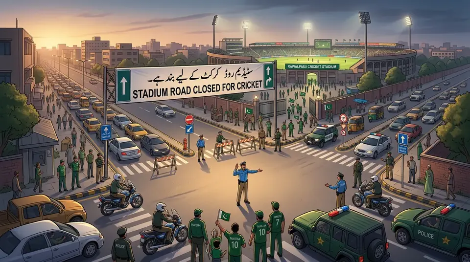 اس خبر کے لیے متحرک اداریاتی خاکہ: پاکستان-سری لنکا میچ: راولپنڈی نے 6 اکتوبر کیلئے ٹریفک پلان جاری کر دیا
