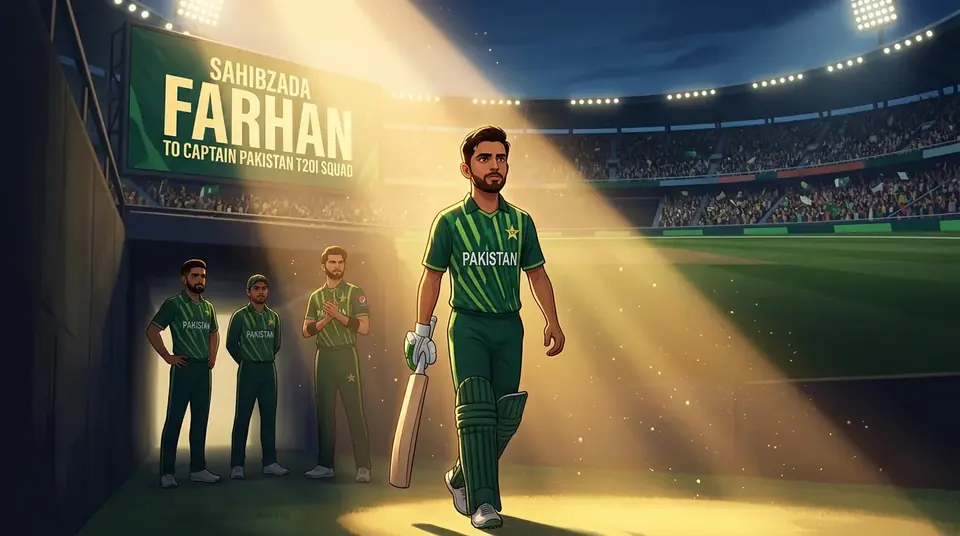 اس خبر کے لیے متحرک اداریاتی خاکہ: صاحبزادہ فرحان سری لنکا کے خلاف ٹی ٹوئنٹی اسکواڈ کی قیادت کریں گے