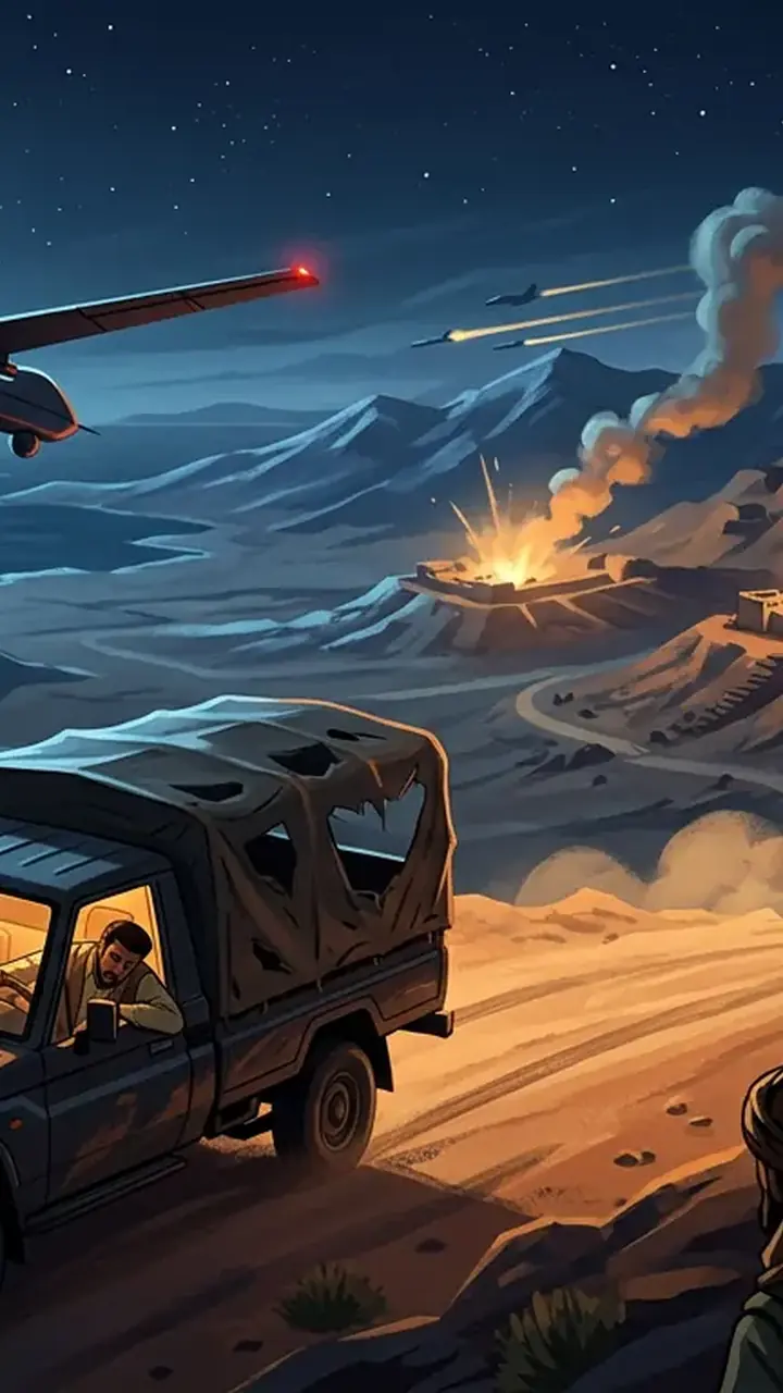 Animated editorial illustration for: Yemeni Forces Claim Liberation of Mocha; Saudi Arabia Foils Houthi Missiles