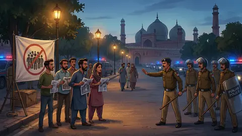 Animated editorial illustration for: Punjab Extends Section 144 for 10 Days Amid Terror Threats