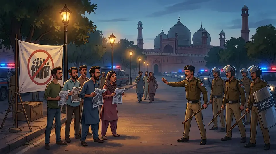 Animated editorial illustration for: Punjab Extends Section 144 for 10 Days Amid Terror Threats